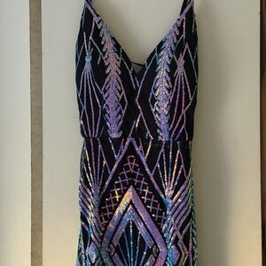 Honey and Rosie Black Multicolor Sequin Dress